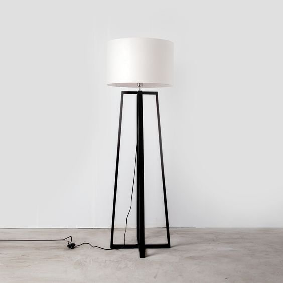 Coluna Quadrada Madeira Vertical Cupula Tecido 165x50cm Golden Art 1x Lâmpada E27 Bivolt C758 Salas e Quartos