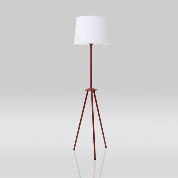 Coluna Tripé Tubular Alumínio Colorida Vermelha Cúpula Bivolt 1,63m de Altura Tree Golden Art E-27 C787 Salas e Hall