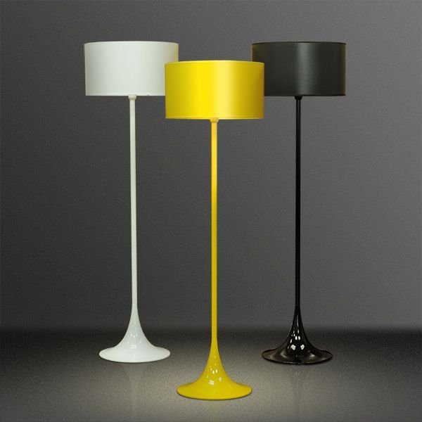 Coluna Luminária de Chão Moderna Colorida Cúpula Plástico Bivolt 1,53m de Altura Mistt Golden Art E-27 C900 Salas e Hall