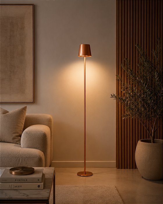 Coluna Didi Vertical Decorativa Metal Cobre 155x20cm Golden Art 1x Lâmpada E27 Bivolt C903 Salas e Quartos