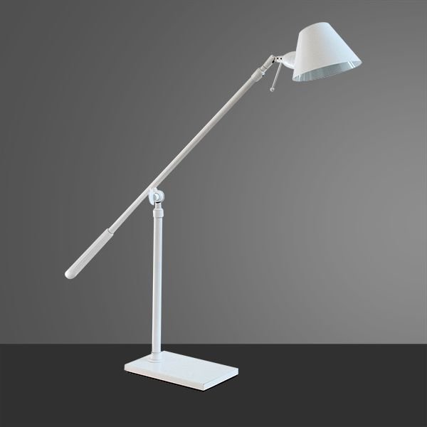 Abajur Luminária Articulada Branca Alumínio Cúpula Bivolt 76cm de Altura Zull Golden Art G9 M786 Salas e Hall