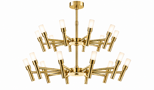 (Latão - Especiais) Lustre Golden Art Montana 16 Braços 2 Andares Ø80cm 16xG9 T1072-16LT