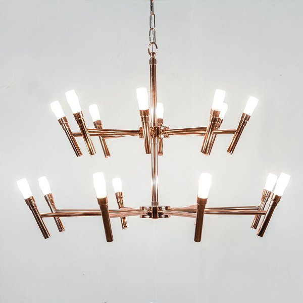 (Pinturas Especiais - Banho de Cobre - LT ) Pendente Montana 16 Braços Com Lâmpadas T1072-16LT Latão Golden Art