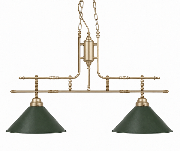 (Pintura) Lustre Bilhar Golden Art T140-2PI 2 Cúpulas 80cm 2xE27