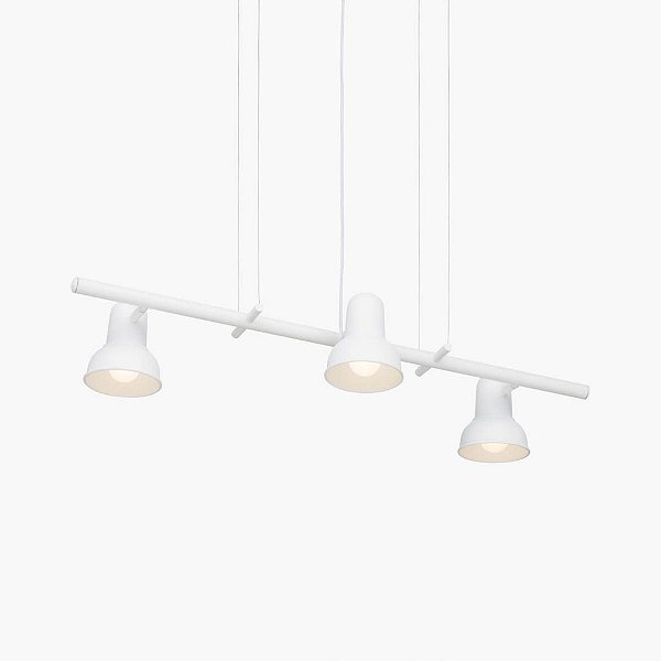 Lustre Escriba Triplo Foco Horizontal Alumínio Branco 80cm Golden Art 3x E27 Bivolt T1810-3 Mesas e Escritórios