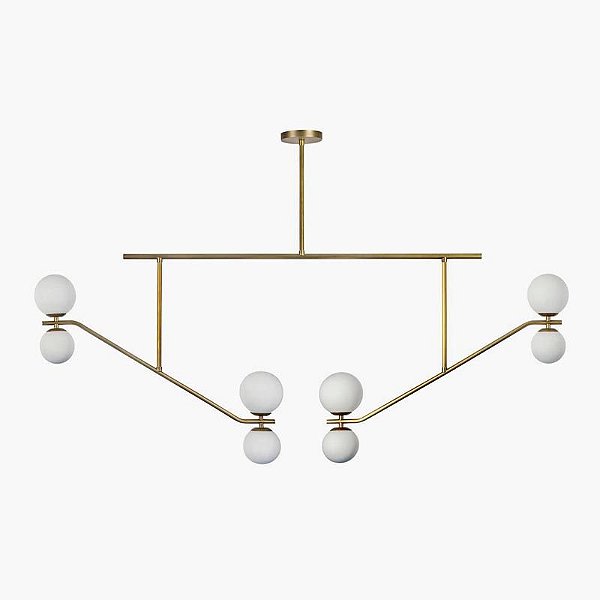 Pendente Golden Art T1865-8 ESCORREGADOR Duplo Esfera de Vidro Moderna  8 SOQ. G9 8xG-9 147 cm