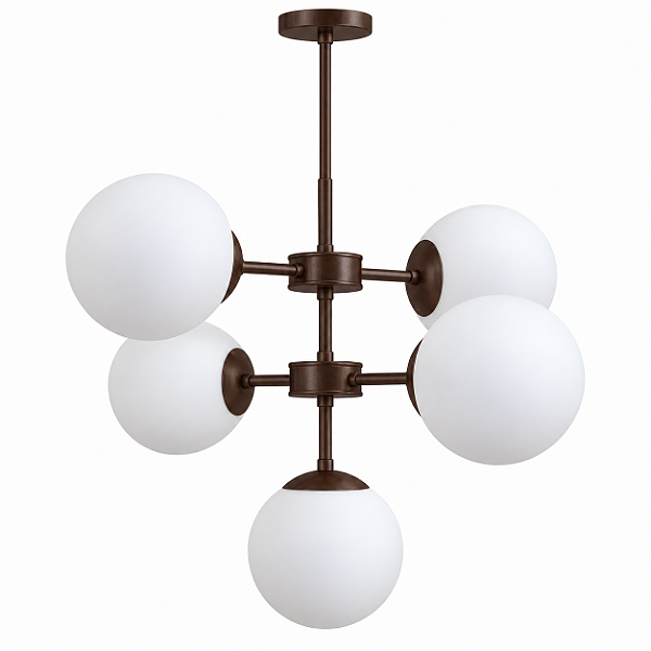 (Pintura) Lustre Golden Art Balls 5 Bolas Ø20cm 2 Andares 5xE27 T2050-5PI