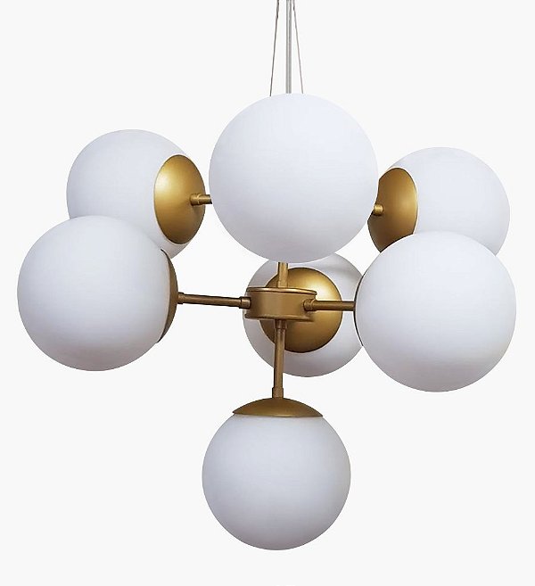 Lustre BALLS Golden Art T2050-7 Haste Vertical Esfera Vidro Moderno  7xE27