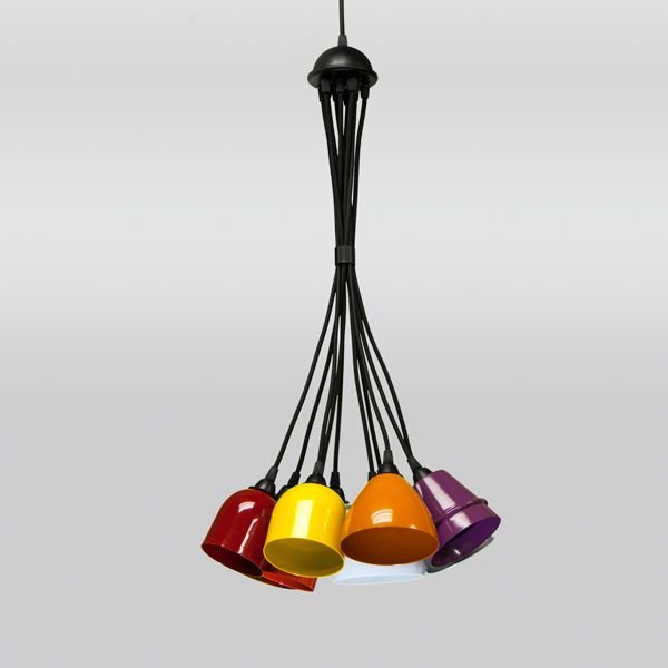 Lustre Design Moderno Cacho Colorido Alumínio Cabo PP Ø40x1m Mix Golden Art G9 T205-10 Entradas e Salas