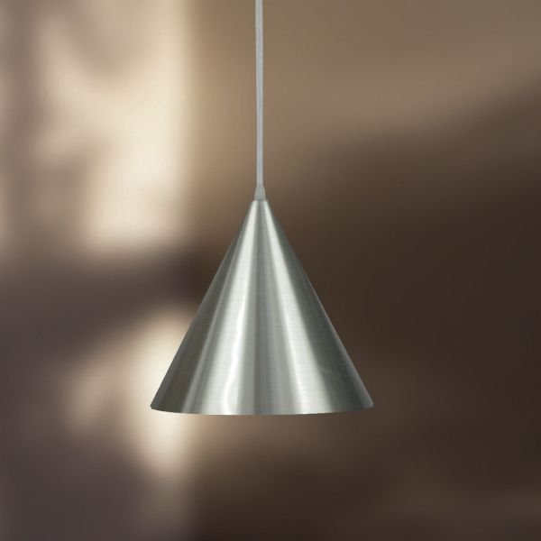 Pendente Cônico Alumínio Escovado Fosco Decorativo Ø20 Golden Art E-27 T210 Quartos e Salas