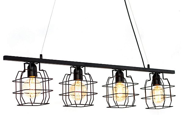 Lustre GRANADA Golden Art T214-H4 Moderno Cupula Aramada Haste Barra de 110cm x 23cmx  4xE27