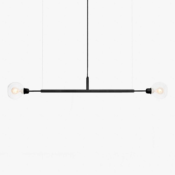 Lustre Golden Art Due G Horizontal Black 1,3mt com Cúpula de Vidro