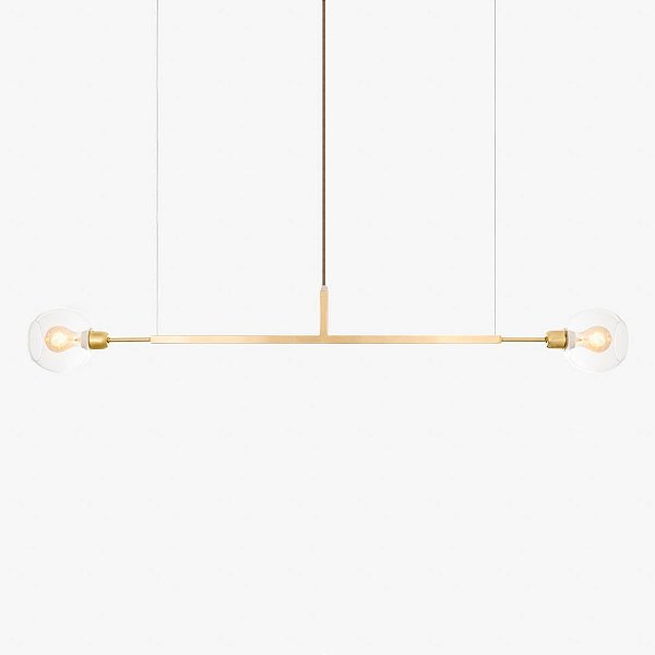 Lustre Golden Art Due G Horizontal Dourado 1,3mt com Cúpula de Vidro