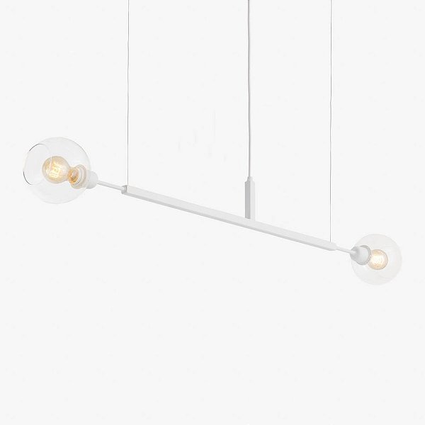 Lustre Golden Art Due G Horizontal Branco 1,3mt com Cúpula de Vidro