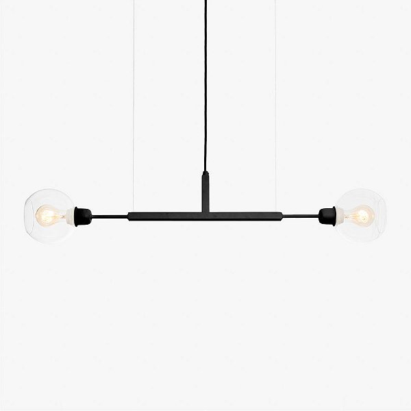 Lustre Golden Art Due P Black Horizontal com Cúpula de Vidro