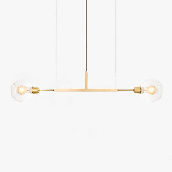 Lustre Golden Art Due P Horizontal Dourado com Cúpula de Vidro