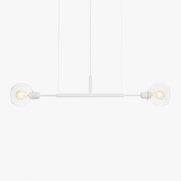 Lustre Golden Art Due P Branco Horizontal com Cúpula de Vidro