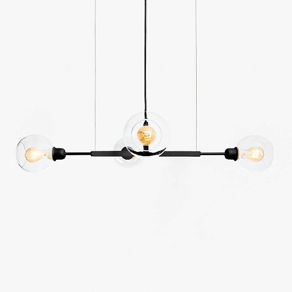 Lustre Golden Art Quattro P Black com Cúpula de Vidro