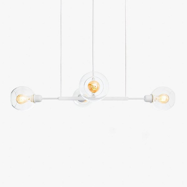 Lustre Golden Art Quattro P Branco com Cúpula de Vidro