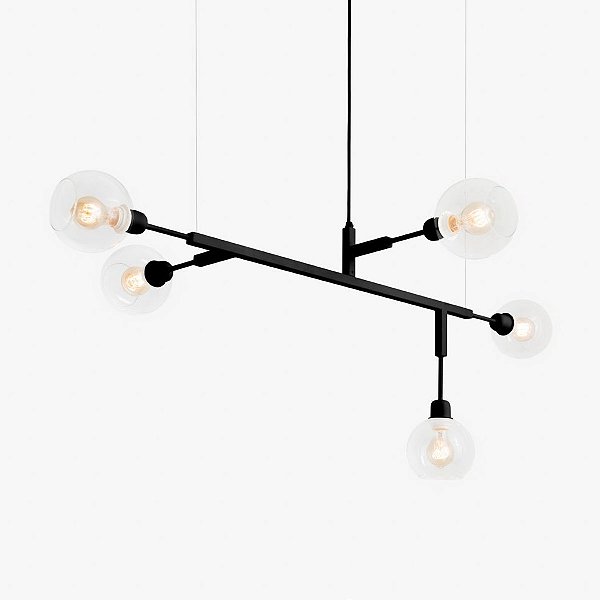 Lustre Golden Art Cinque G Black com Cúpula de Vidro