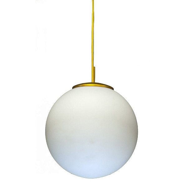 Pendente Colorido Amarelo Cúpula Bola Opalina Vidro Leitoso Cabo Regulável Ø42cm Golden Art E-27 T755-42 Salas e Hall