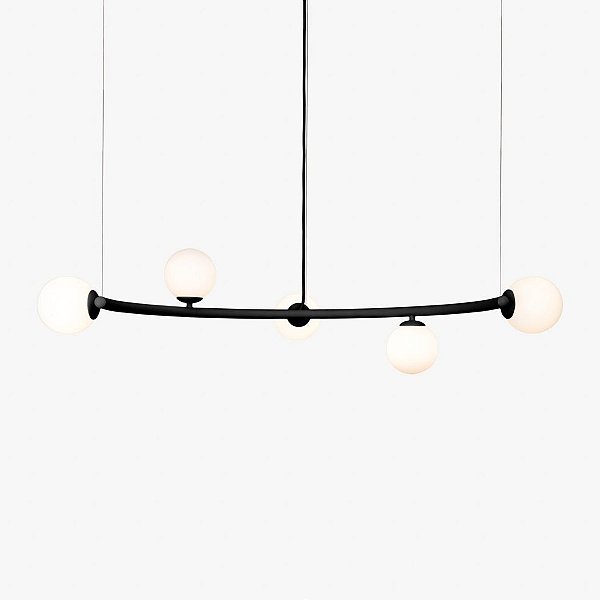 Lustre Golden Art Arco Black com Cúpula de Vidro 80cm