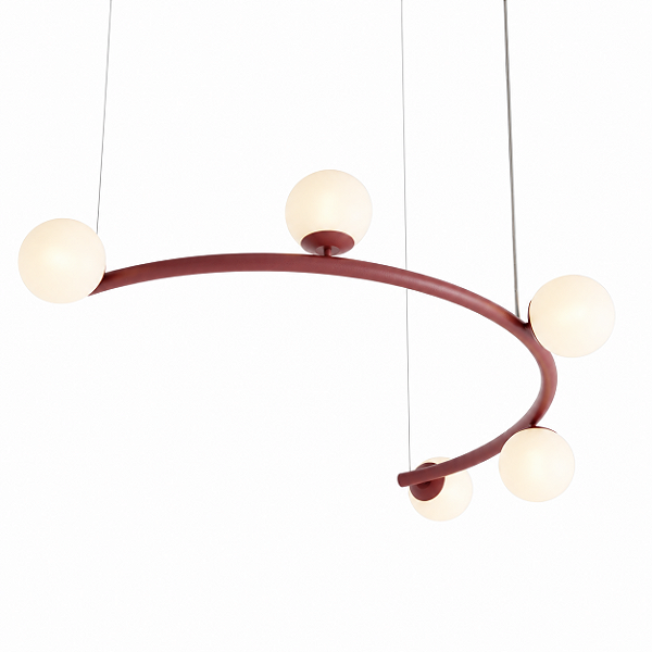 (Pintura) Lustre Golden Art Arco Modular 80cm 5 Bolas 10cm 107x57x26,5cm T8080PI
