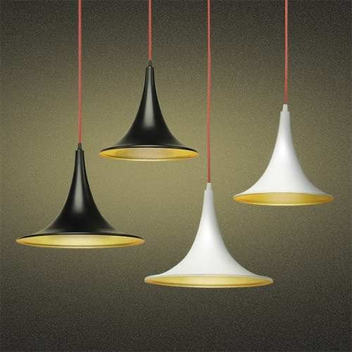 Pendente Cascata Cônico Alumínio Colorido Decorativo Tom Dixon 27x26 Mistt Golden Art E-27 T900-27 Salas e Hall