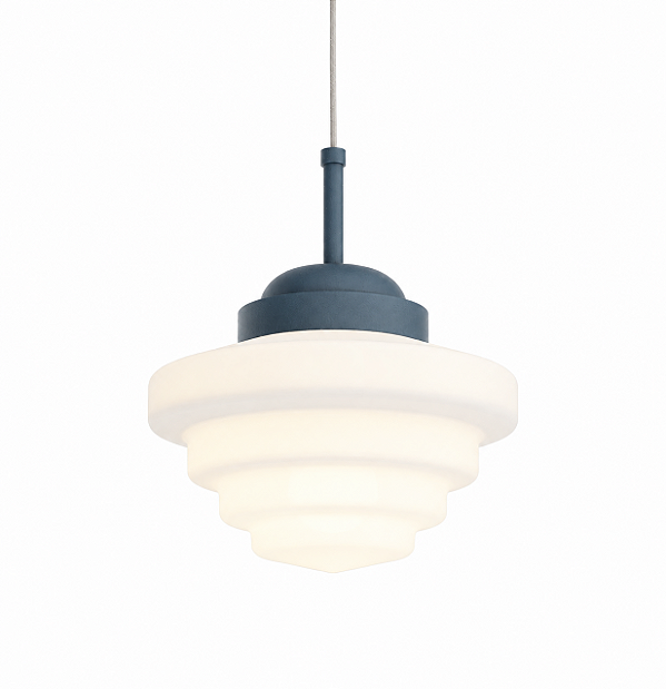 (Pintura) Pendente Escada Ø23cm Golden Art E-27 T933-23 Cúpula Vidro Leitoso Quartos e Salas