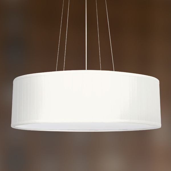 Pendente Seda Pregueada Redondo Tecido Bege 20x60cm Golden Art 3x Lâmpadas E27 Bivolt T973 Cozinhas e Quartos