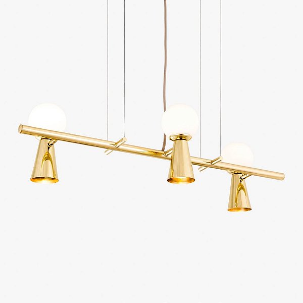 Pendente Golden Art Pivô 3 cúpulas - Ouro Velho Fosco