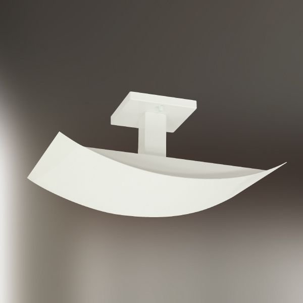 Plafon Retangular Curvo Alumínio Fosco Branco Luz Indireta 40x25 Golden Art Halógena T198 Salas e Quartos