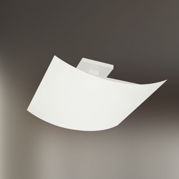 Plafon Quadrado Curvo Alumínio Fosco Branco Luz Indireta 40x40 Golden Art Halógena T199 Salas e Quartos