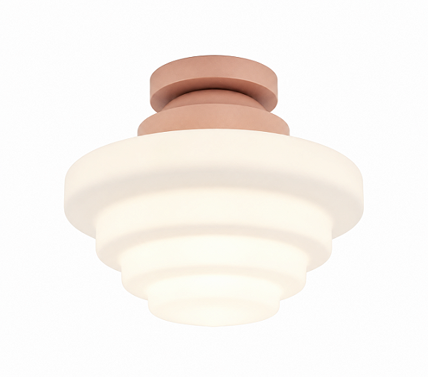 Plafon Ø23 Escada Golden Art E-27 T933-23P Redondo Branco Vidro Leitoso Sobrepor