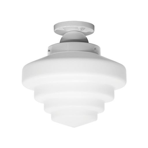 Plafon Sobrepor Branco Vidro Leitoso Sobrepor Ø30 Escada Golden Art E-27 T933-30 Quartos e Salas