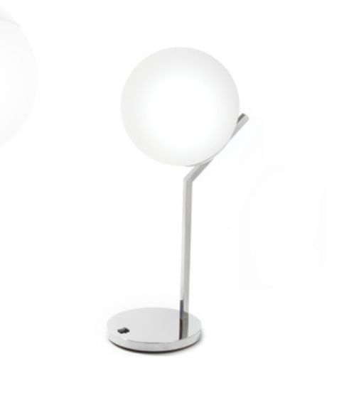 Abajur Esfera Vidro Haste Curva Metal Cromado 62x32cm Old Artisan 1x E27 Bivolt ABJ-5194 Salas e Corredores