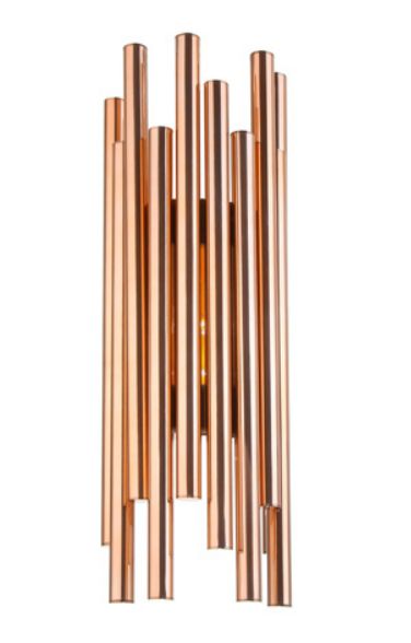 Arandela Hastes Retas Vertical Alumínio Cobre 60x20cm Old Artisan 4x G9 Halopin Bivolt AR-5111 Quartos e Salas