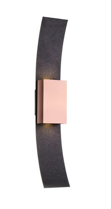 Arandela Chapa Metal Curvo Vertical Metal Preto 77x13cm Old Artisan 2x GU10 Dicróica Bivolt AR-5110 Salas e Hall