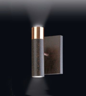 Arandela Tubo Reto Vertical Alumínio Preto Cobre 28x12cm Old Artisan 2x GU10 Dicróica AR-4949 Salas e Quartos