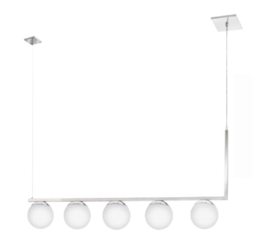 Pendente Haste Horizontal Esferas Vidro Metal 46x100cm Old Artisan 5x G9 Halopin Bivolt PD-5192 Balcões e Mesas