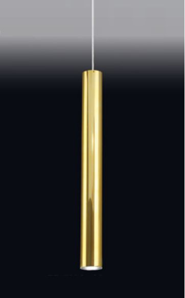 Pendente Tubo Redondo Vertical Alumínio Dourado 59x7,6cm Old Artisan 1x PAR20 Bivolt PD-5004 Entradas e Cozinhas