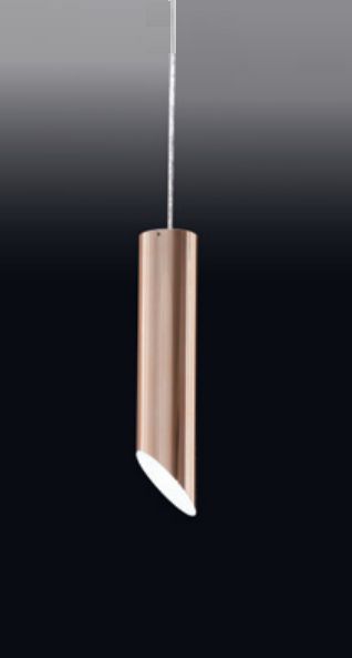 Pendente Tubo Cobre Escovado Vertical Metal 30x6,4cm Old Artisan 1x GU10 Dicróica PD-4997A Balcões e Cozinhas