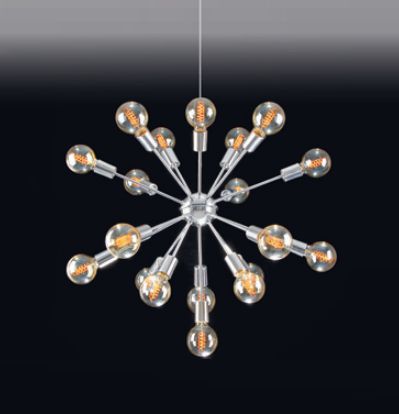 Pendente 19 Braços Moderno Metal Cromado Decorativo 58x67cm Old Artisan 19x E27 Bivolt PD-4965 Entradas e Salas