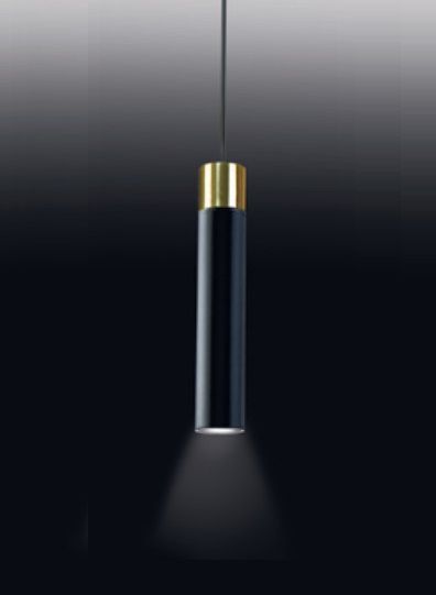 Pendente Tubo Duplo Foco Alumínio Preto Cobre 28x5cm Old Artisan 1x GU10 Dicróica PD-4948 Balcões e Mesas