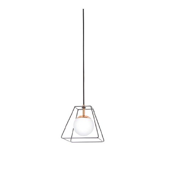 Pendente Old Artisan PD5286 Aramado Triangular Esfera Bola De Vidro Moderno Cobre Preto Cores (1 - G9) C-120XL-210XA-210