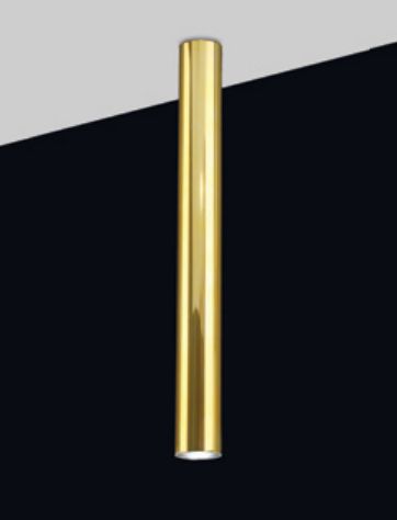 Plafon Tubo Redondo Vertical Metal Dourado 59x6,4cm Old Artisan 1x GU10 Dicróica Bivolt EMB-5002A Balcões e Mesas