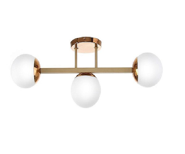 Plafon Old Artisan PLF5311 Triplo Moderno Esfera Bola De Vidro Cobre Brilho Cores (3 - G9) C-600XL-120XA-250