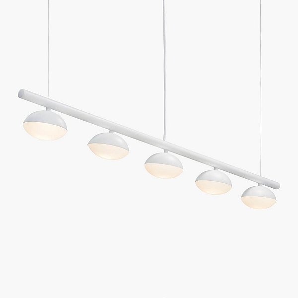 Lustre Avelã LED 5 Foco Moderno Alumínio Branco 120cm Golden Art 5x LED 3 Watts T1800-5 Mesas e Balcões