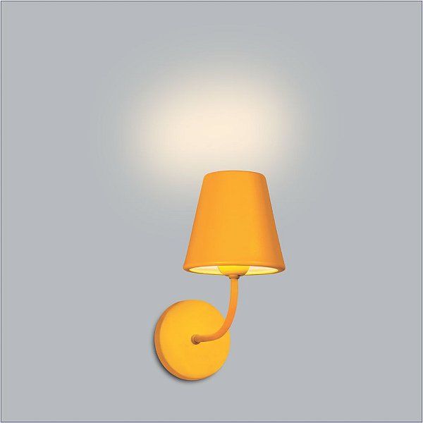 Arandela Aquarela Cura Cupula Conica Metal Laranja 28x13cm Usina Design 1x E27 Bivolt 16208-13 Salas e Quartos