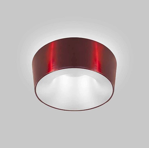 Plafon Vulcano Sobrepor Redondo Metal Vermelho 15x55cm Usina Design 6x E27 Bivolt 16215-55 Entradas e Salas